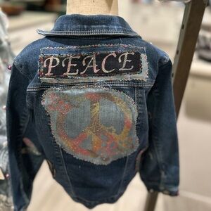 Custom Kids Denim Jacket with Peace Design
